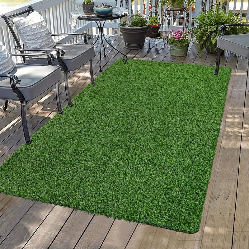 Bsmathom Artificial Grass Rug Indoor Outdoor Rug, 3x5Ft Dog Grass Mat with Drainage Holes, Synthetic Artificial Grass Turf Fake Grass Rug for Balcony Garden Lawn Landscape, 3x5Ft - Image 1